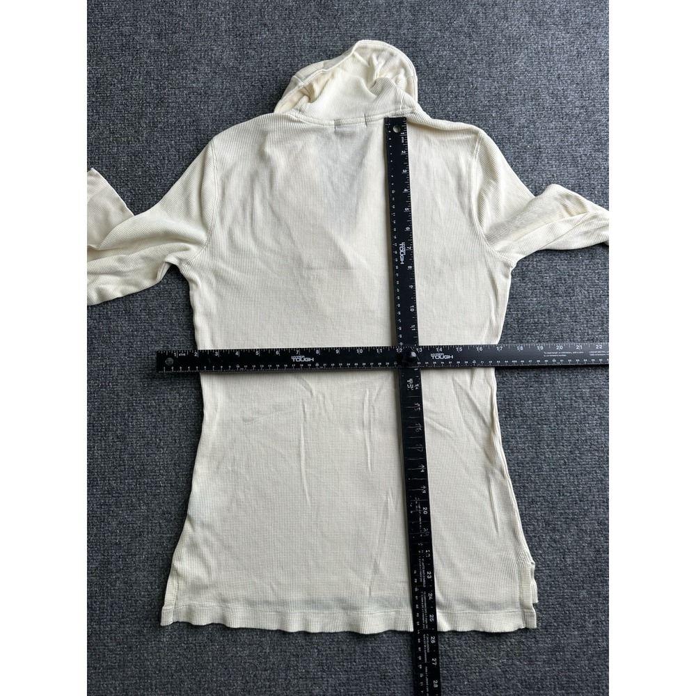 Womens Waffle Knit Top LRL Ralph Lauren Ivory Shawl Collar, Size M - Picture 5 of 7